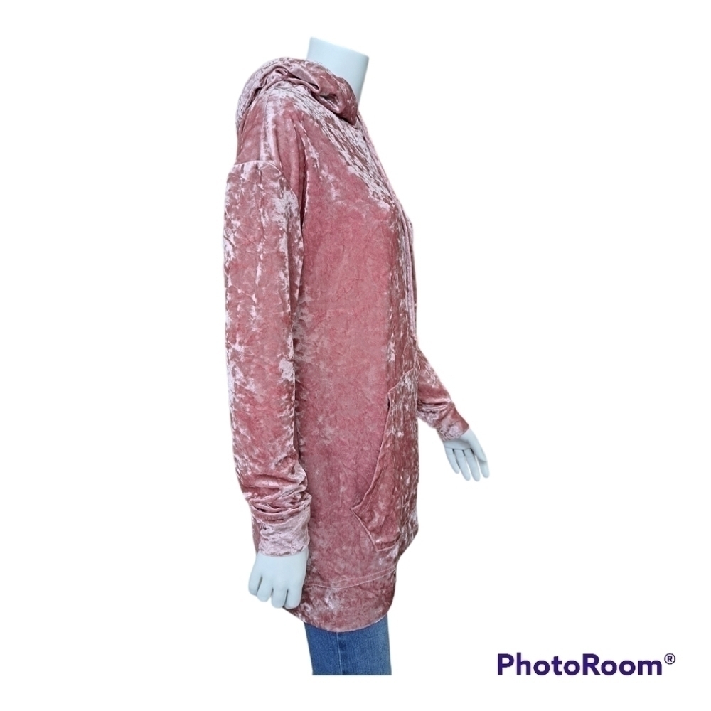 Cabin Fever comfort pink velvet hoodie pullover velvet top sweater dusty pink - Picture 6 of 16
